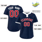Custom Navy Red-White Classic Style Authentic Two-Button Softball Jersey Limited