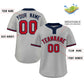 Custom Gray Red-Navy Classic Style Authentic Two-Button Softball Jersey Limited