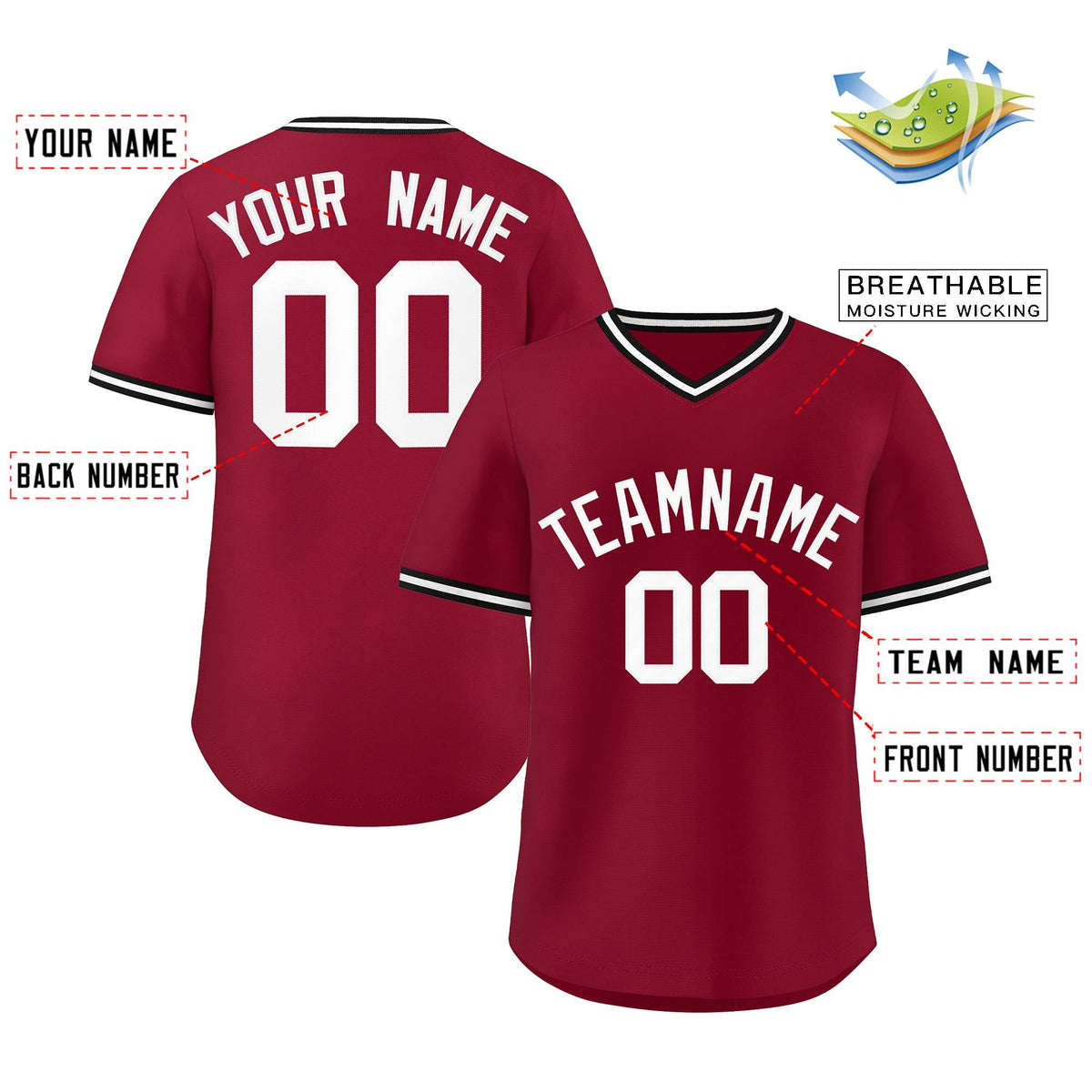 Custom Crimson Classic Style Personalized Authentic Pullover Baseball Jersey Limited