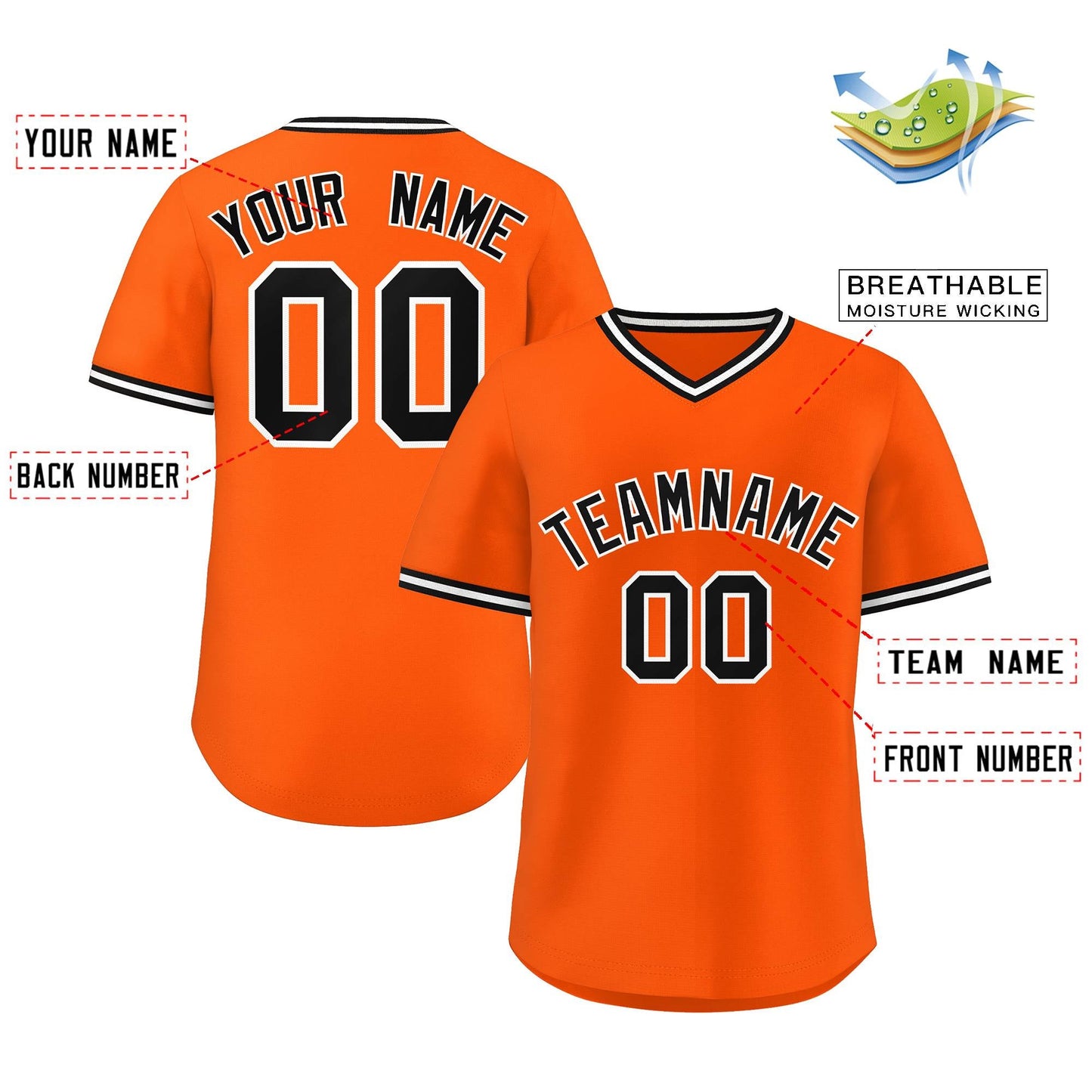 Custom Orange Classic Style Personalized Authentic Pullover Baseball Jersey Limited