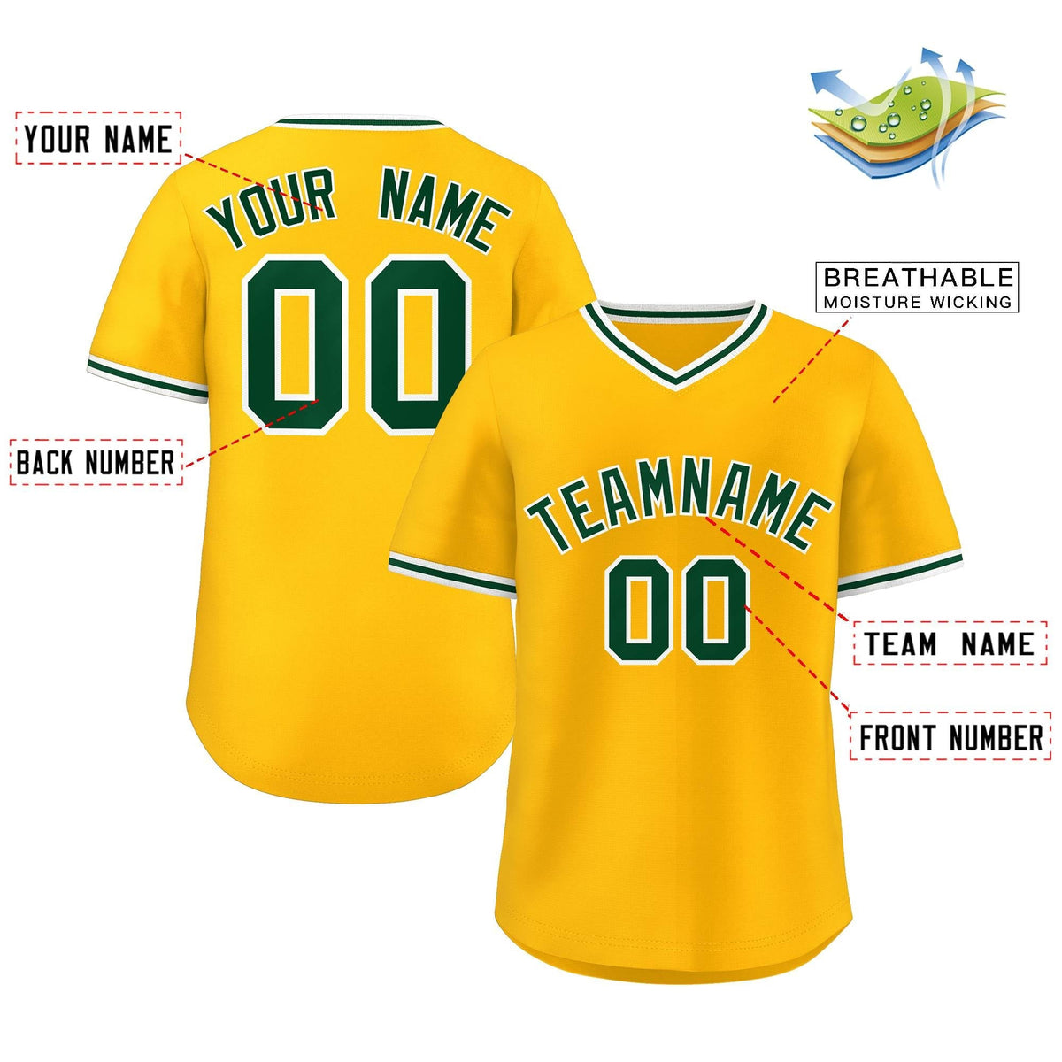 Custom Yellow Green Classic Style Personalized Authentic Pullover Baseball Jersey Limited