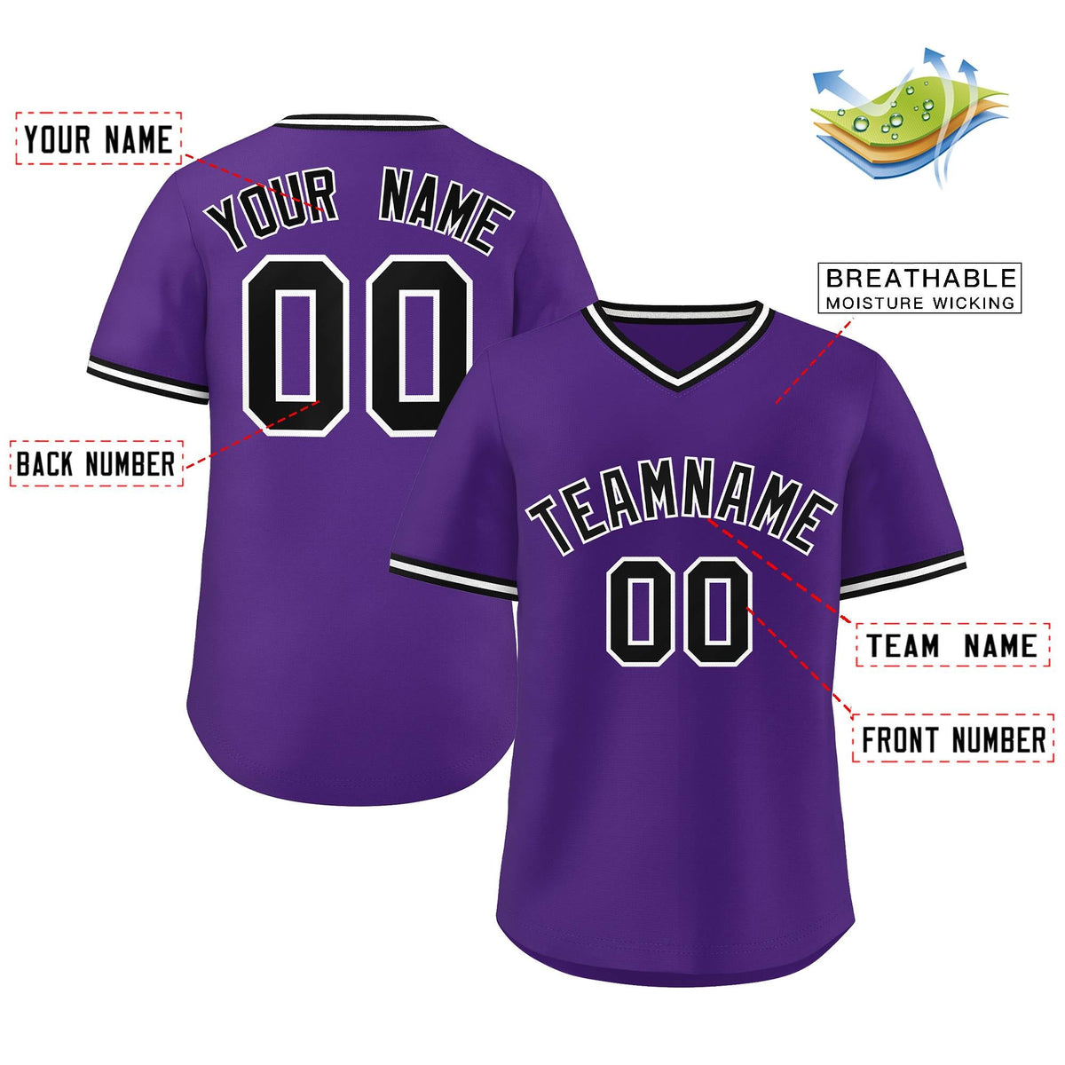 Custom Purple Classic Style Personalized Authentic Pullover Baseball Jersey Limited