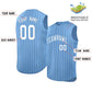 Custom Light Blue White-Light Blue Sleeveless Stripe Fashion Baseball Jersey Limited