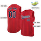 Custom Red Navy-White Sleeveless Stripe Fashion Baseball Jersey Limited