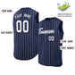 Custom Navy White-Navy Sleeveless Stripe Fashion Baseball Jersey Limited