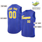 Custom Royal Gold-White Sleeveless Stripe Fashion Baseball Jersey Limited