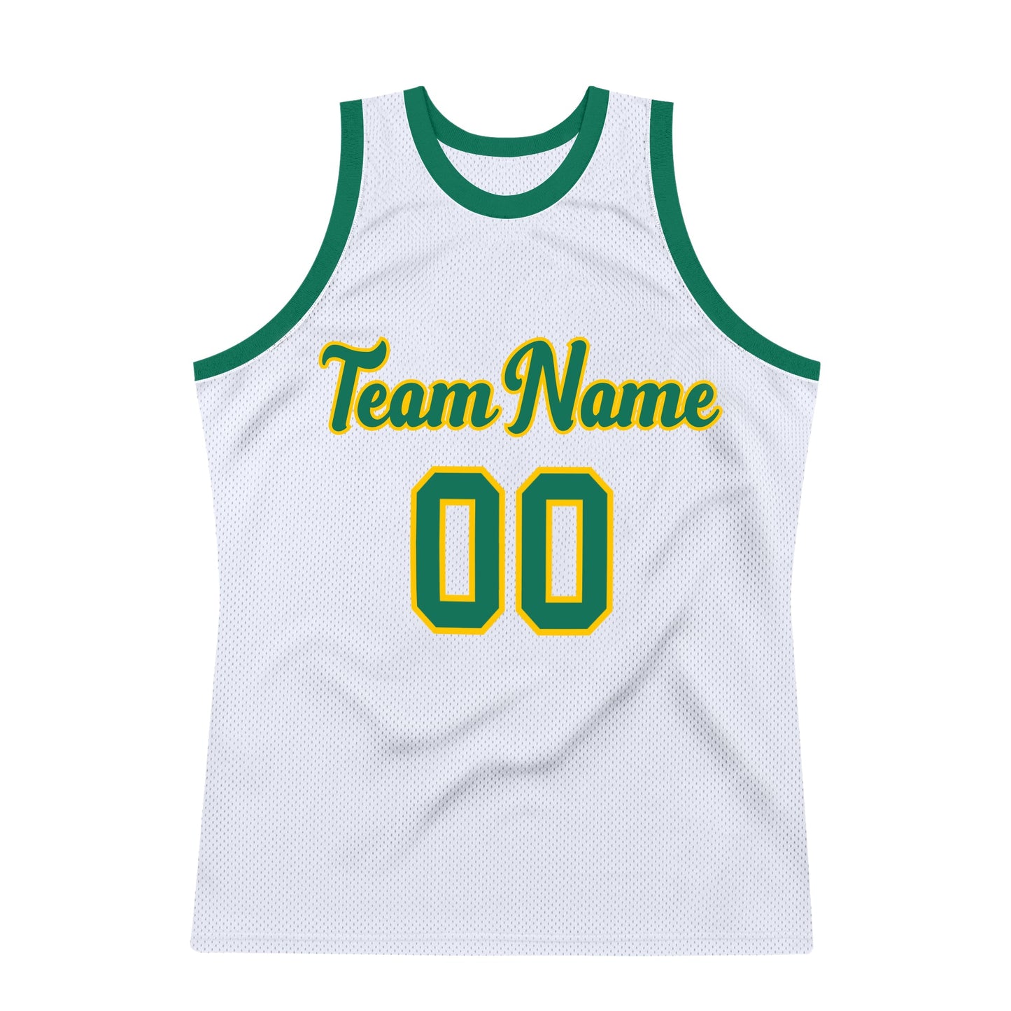 Custom White Kelly Green-Gold Authentic Throwback Basketball Jersey Limited