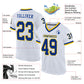 Custom White Royal-Gold Mesh Authentic Throwback Football Jersey Limited