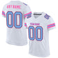 Custom White Light Blue-Pink Mesh Authentic Football Jersey Limited