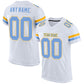 Custom White Light Blue-Gold Mesh Authentic Football Jersey Limited