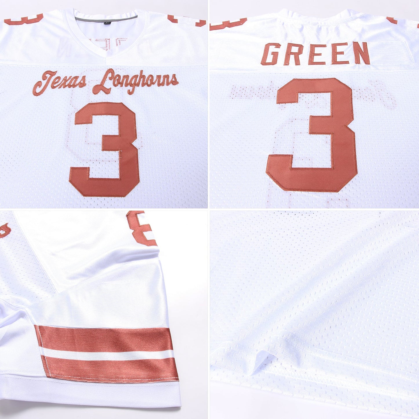 Custom White Texas Orange Mesh Authentic Football Jersey Limited