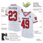 Custom White Red-Black Mesh Authentic Throwback Football Jersey Limited