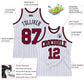 Custom White Black Pinstripe Maroon Authentic Basketball Jersey Limited