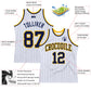 Custom White Navy Pinstripe Navy-Gold Authentic Basketball Jersey Limited