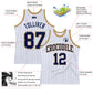 Custom White Navy Pinstripe Navy-Old Gold Authentic Basketball Jersey Limited