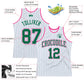 Custom White Kelly Green Pinstripe Kelly Green-Pink Authentic Basketball Jersey Limited