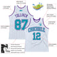 Custom White Teal Pinstripe Teal-Purple Authentic Basketball Jersey Limited