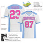 Custom White Pink-Light Blue Authentic Football Jersey Limited