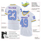 Custom White Light Blue Purple-Gold Mesh Authentic Throwback Football Jersey Limited