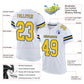 Custom White Yellow-Royal Mesh Authentic Football Jersey Limited
