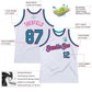 Custom White Teal Black-Pink Authentic Throwback Basketball Jersey Limited