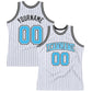 Custom White Black Pinstripe Sky Blue Authentic Basketball Jersey
