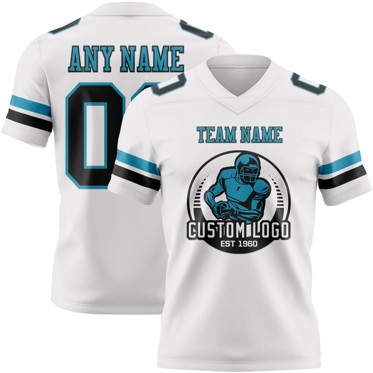 Custom White Black-Panther Blue Authentic Football Jersey Limited
