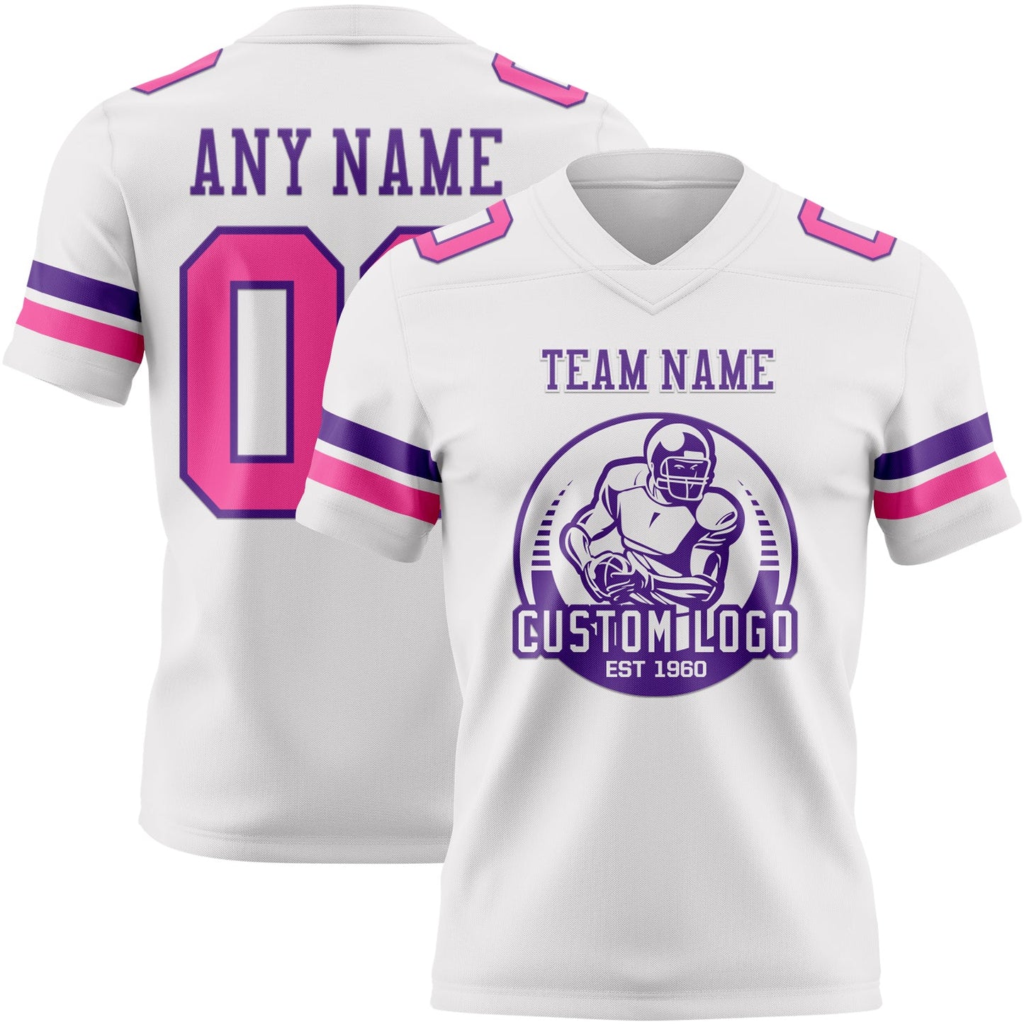 Custom White Pink-Purple Authentic Football Jersey Limited