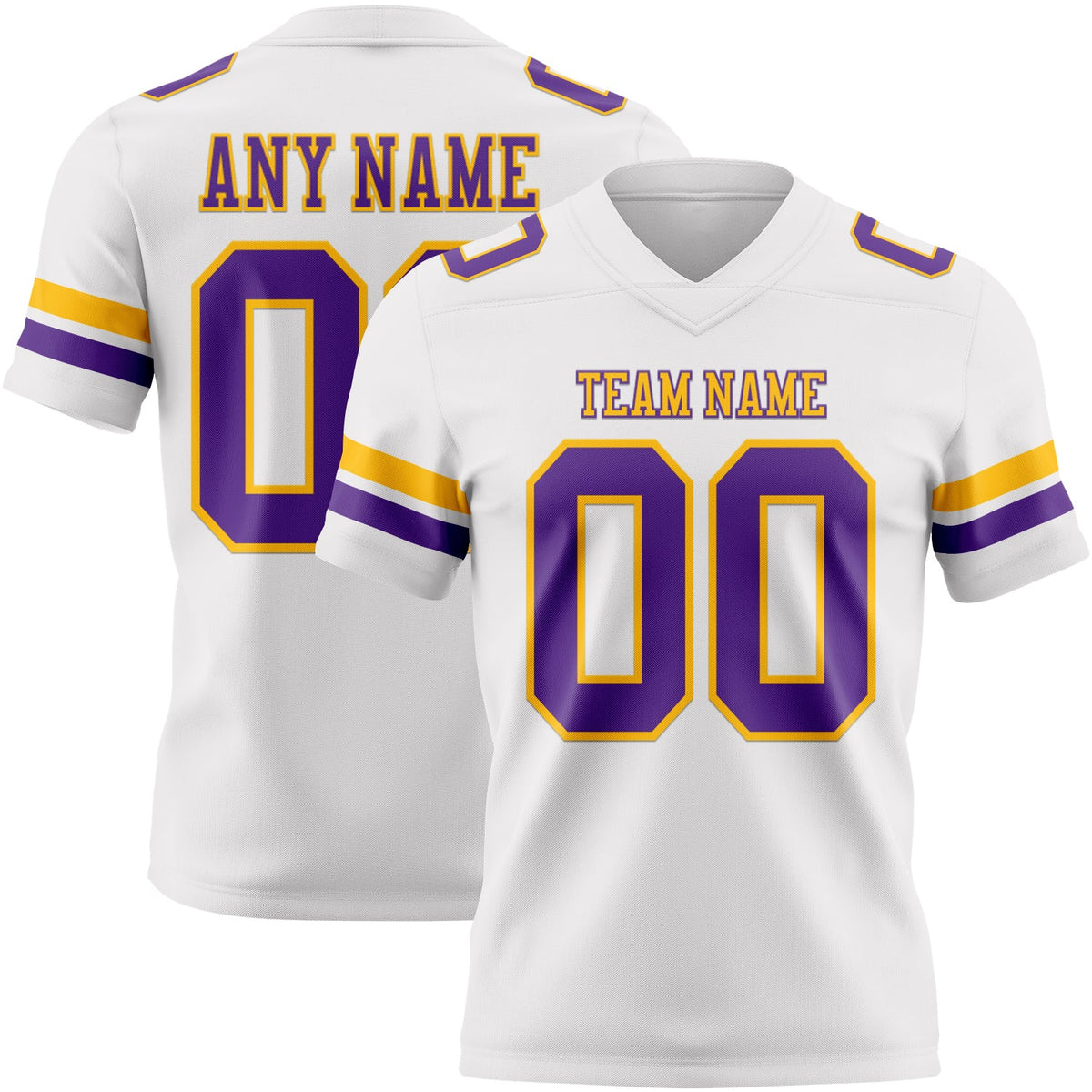 Custom White Purple-Gold Authentic Football Jersey