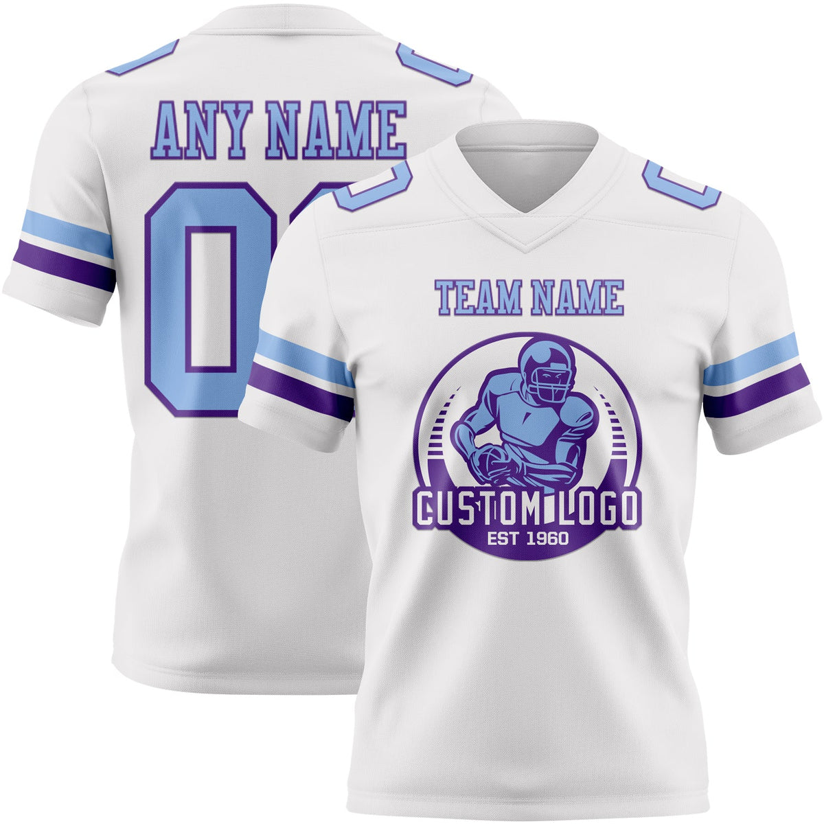 Custom White Light Blue-Purple Authentic Football Jersey Limited