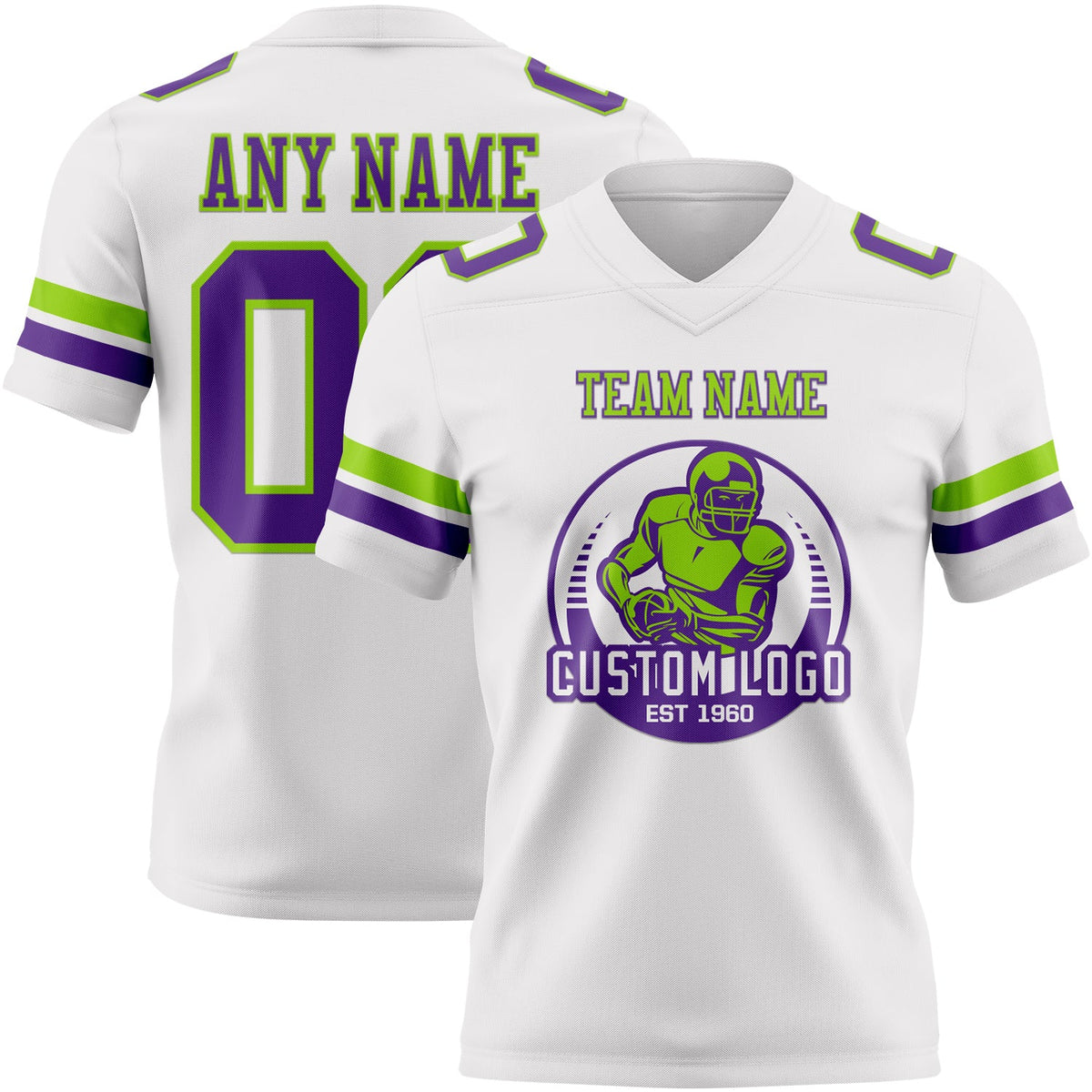 Custom White Purple-Neon Green Authentic Football Jersey Limited