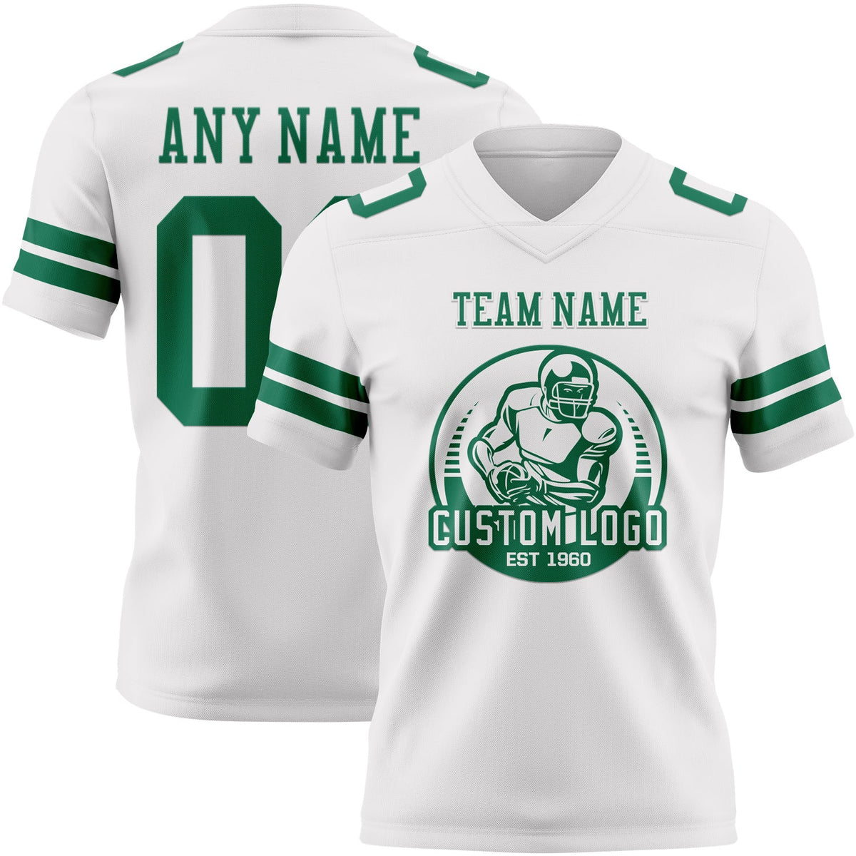 Custom White Kelly Green Authentic Football Jersey Limited