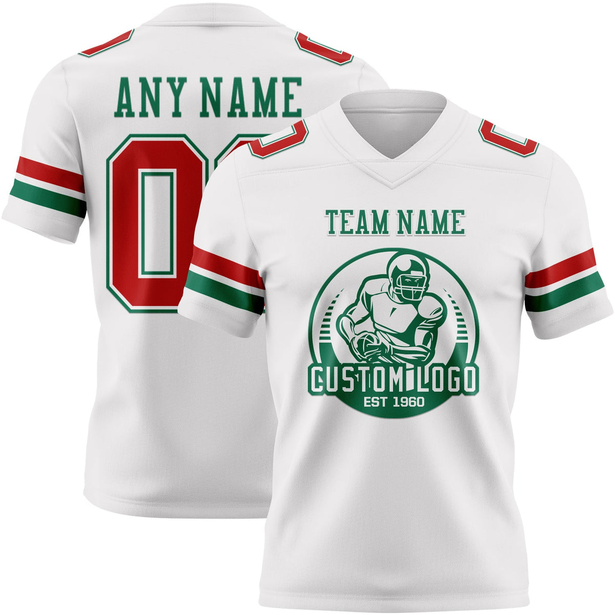 Custom White Red-Kelly Green Authentic Football Jersey Limited