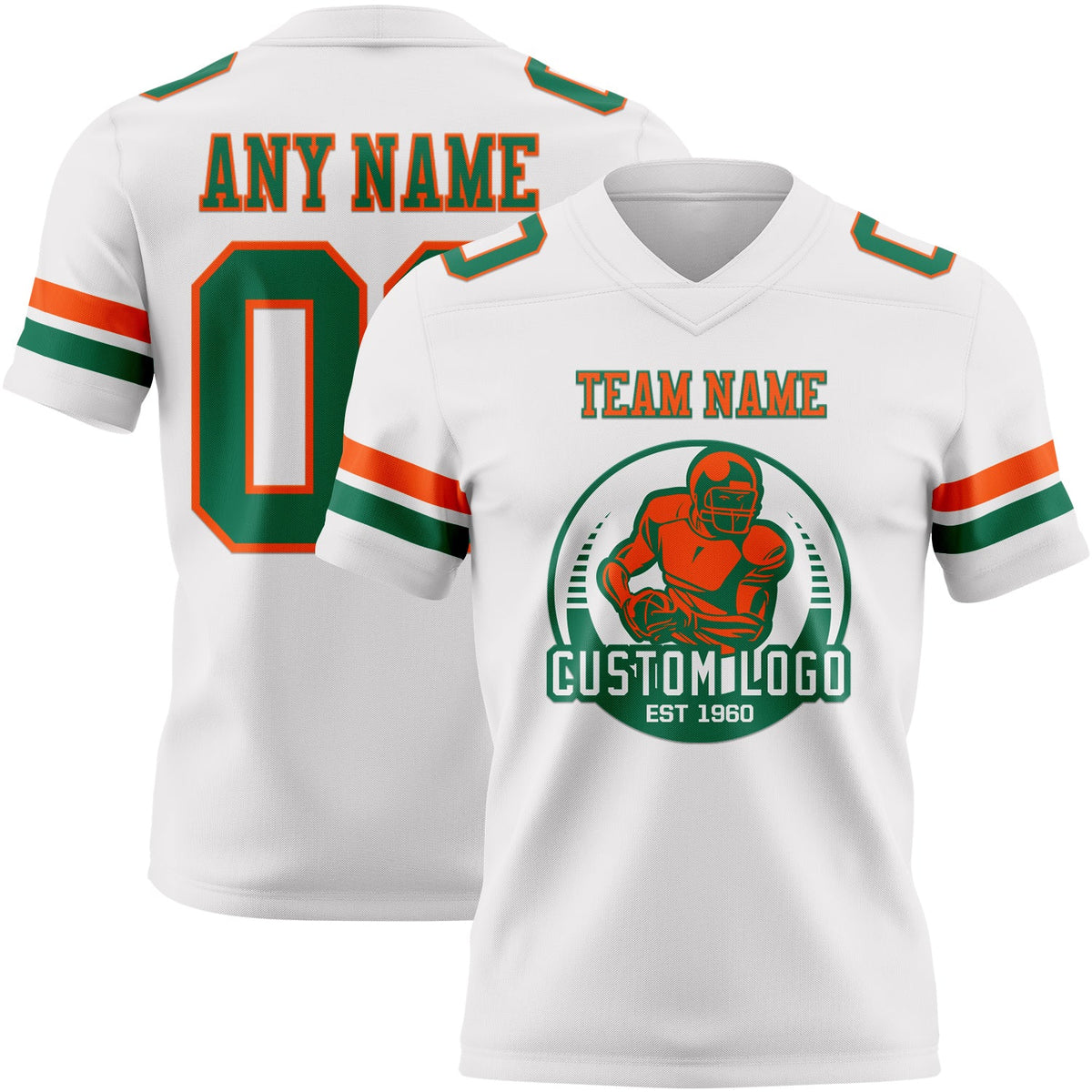 Custom White Kelly Green-Orange Authentic Football Jersey Limited
