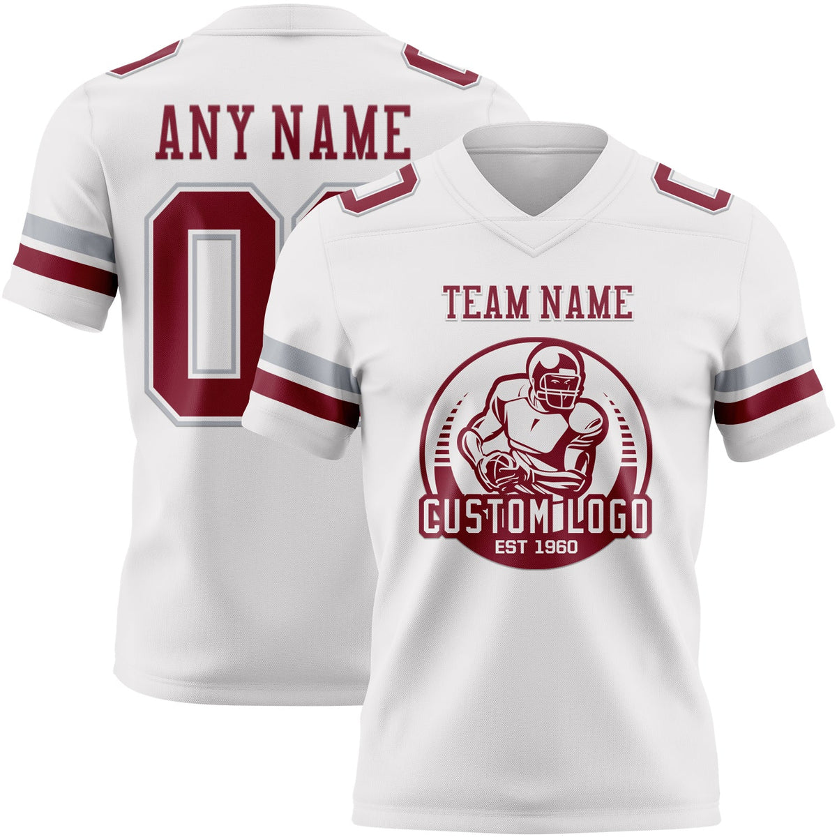 Custom White Crimson-Gray Authentic Football Jersey Limited