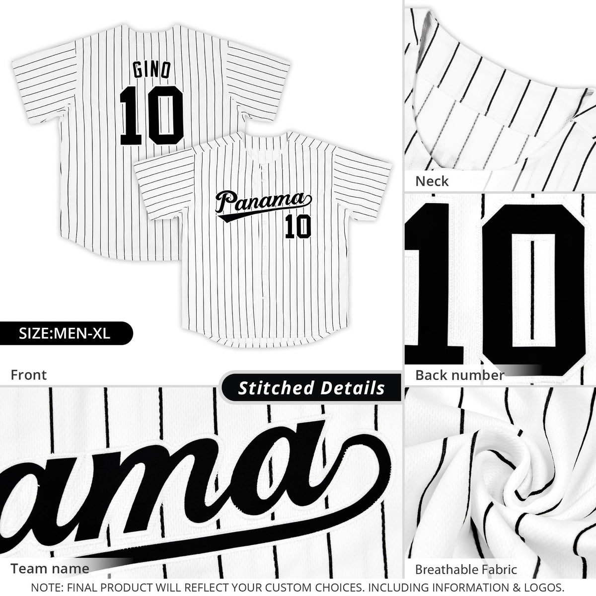 Custom White Black Stripe Fashion Authentic Baseball Jersey Limited