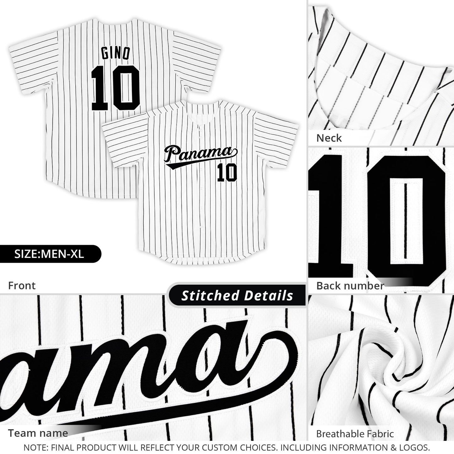 Custom White Black Stripe Fashion Authentic Baseball Jersey Limited
