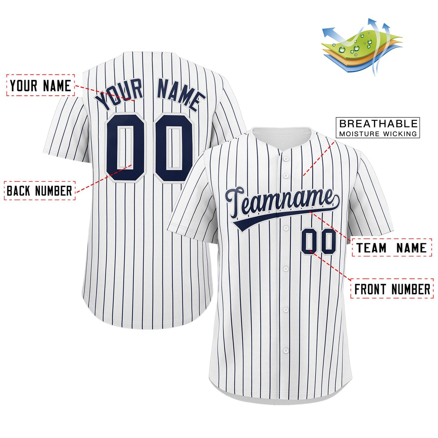 Custom Mens Personalized Pinstripe Baseball Jersey Team Sport Uniforms Limited