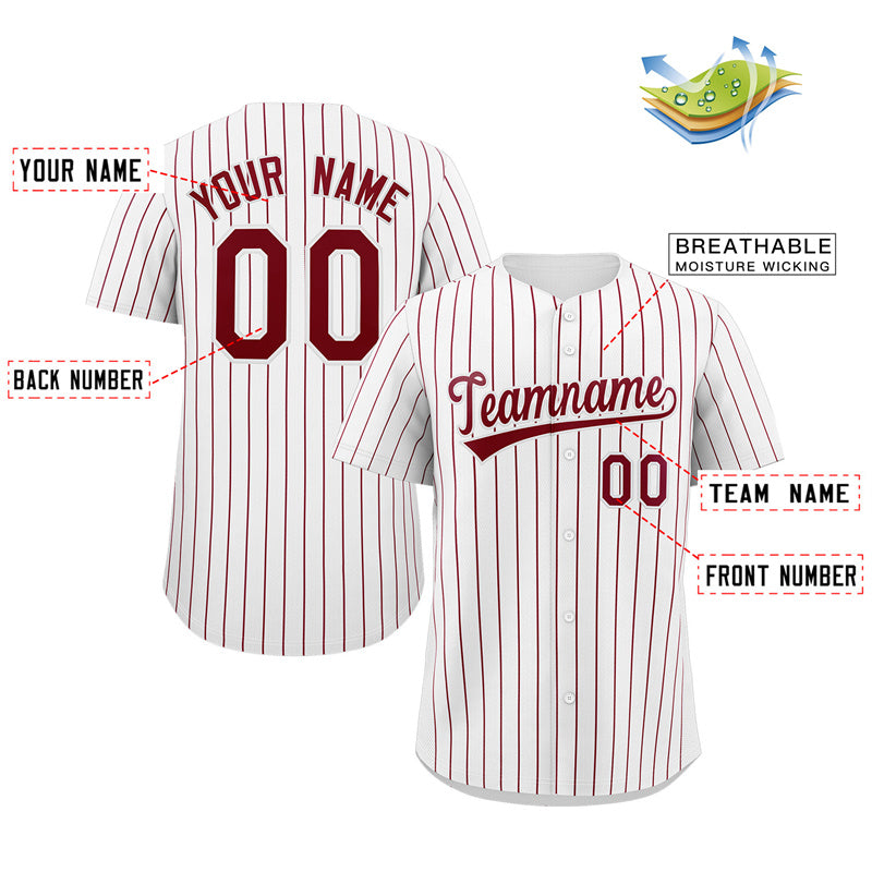 Custom White Crimson Stripe Fashion Authentic Baseball Jersey Limited