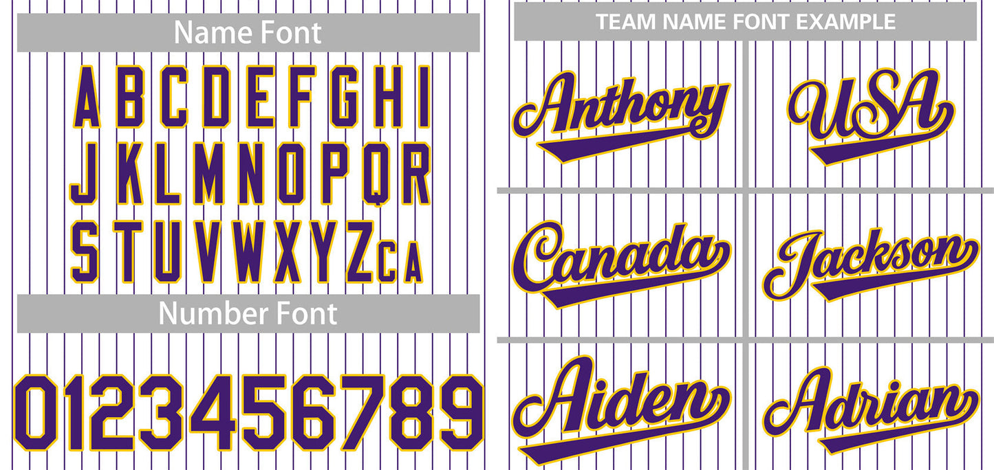 Custom White Purple-Gold Stripe Fashion Authentic Baseball Jersey Limited