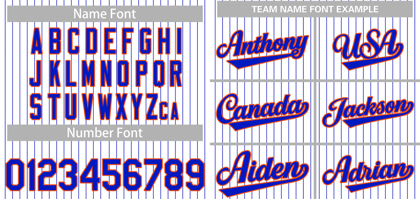 Custom White Royal-Orange Stripe Fashion Authentic Baseball Jersey Limited
