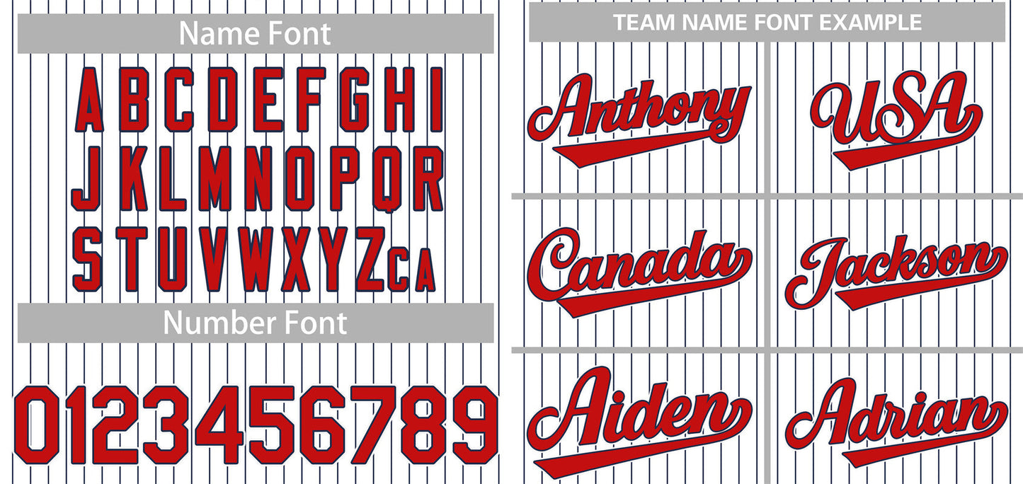 Custom White Red-Navy Stripe Fashion Authentic Baseball Jersey Limited