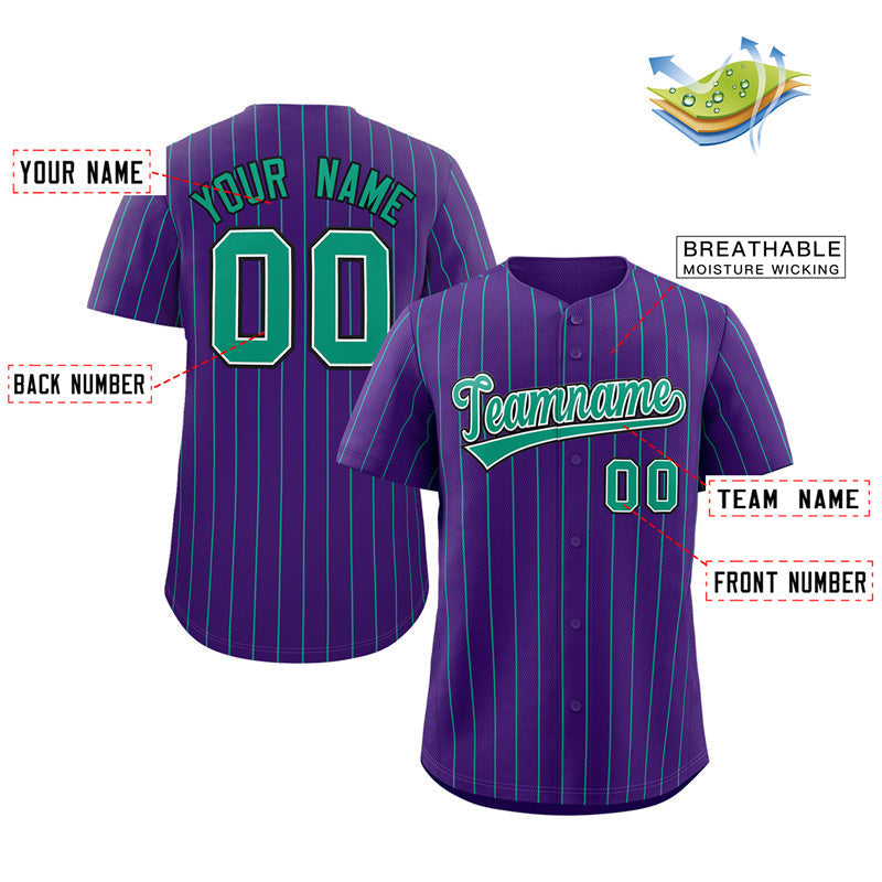 Custom Purple Teal-Black Stripe Fashion Authentic Baseball Jersey Limited