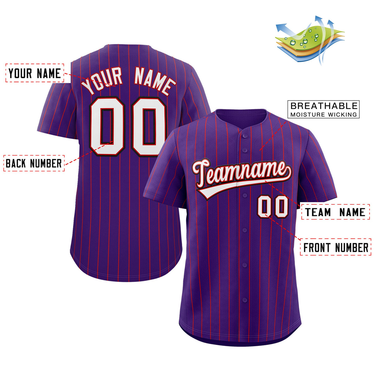 Custom Purple White-Black Stripe Fashion Authentic Baseball Jersey Limited