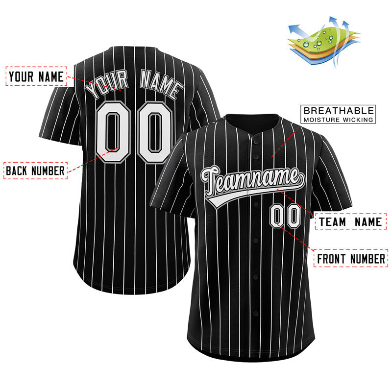 Custom Black White-Gray Stripe Fashion Authentic Baseball Jersey Limited