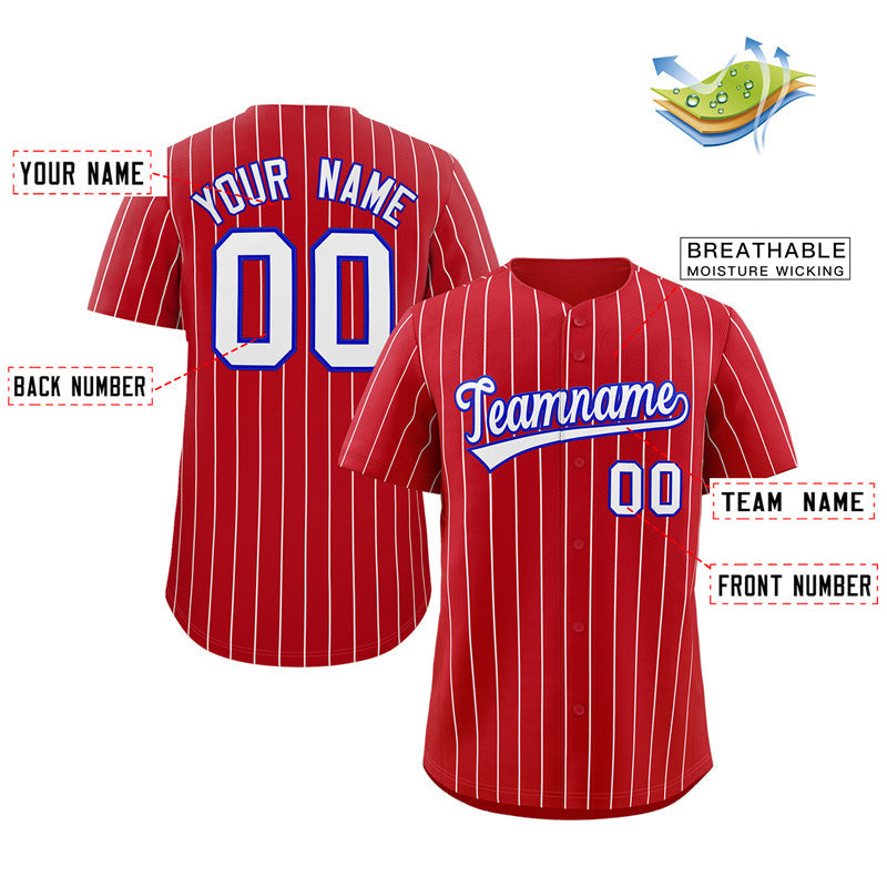 Custom Red White-Royal Stripe Fashion Authentic Baseball Jersey Limited
