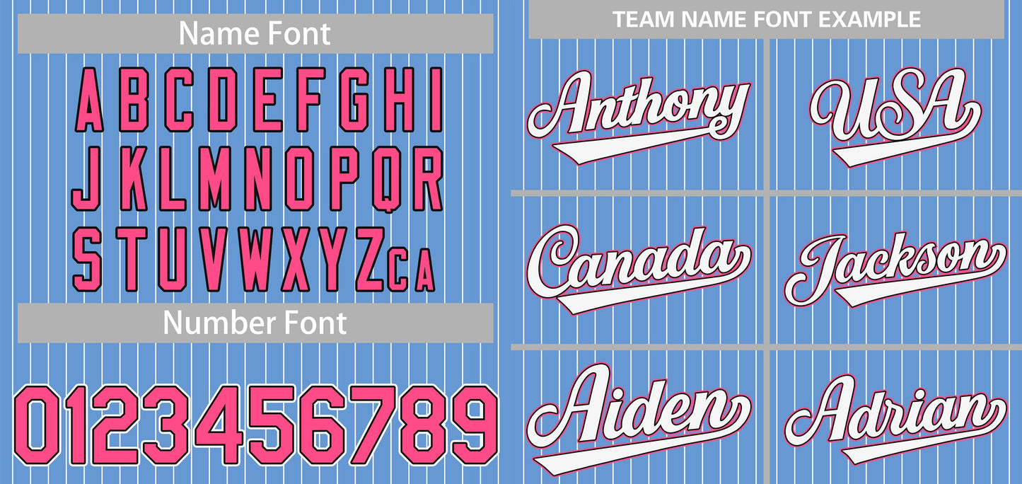 Custom Light Blue White-Pink Stripe Fashion Authentic Baseball Jersey Limited