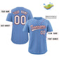 Custom Powder Blue White-Crimson Stripe Fashion Authentic Baseball Jersey Limited