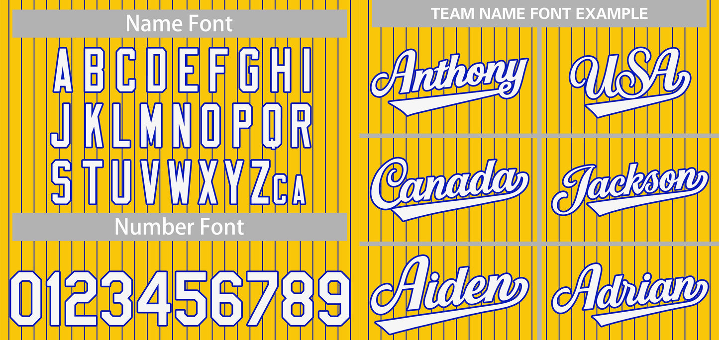 Custom Yellow White-Royal Stripe Fashion Authentic Baseball Jersey Limited