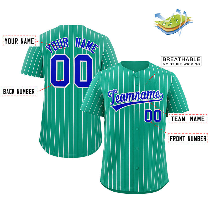 Custom Teal Royal-White Stripe Fashion Authentic Baseball Jersey Limited